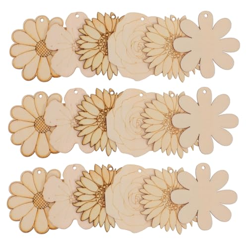 Angoily 20 Stück Teiliges Unbemalte Holzblumenanhänger aus Langlebigem Holz Leicht für DIY Malprojekte von Kindern zum Bemalen und Basteln von Blütenornamenten für Kreative Dekoration und Angoily 20 Stück Teiliges Unbemalte Holzblumenanhänger aus Langlebigem Holz Leicht für DIY Malprojekte von Kindern zum Bemalen und Basteln von Blütenornamenten für Kreative Dekoration und von Angoily