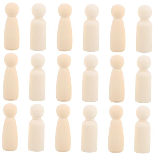 Angoily 20 Stück Teiliges Unbemalte Holzfiguren Jungen und Mädchen Naturholz Steckpuppen für DIY Bastelprojekte Holzfiguren zum Bemalen und originelles Handwerk von Angoily