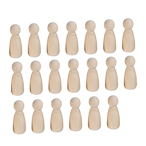 Angoily 20 Stück Unlackierte Holzpuppen für Diy Malen Basteln Mädchenform Leichtgelb Holzfiguren zur Kreativen Gestaltung und Heimdekoration von Angoily
