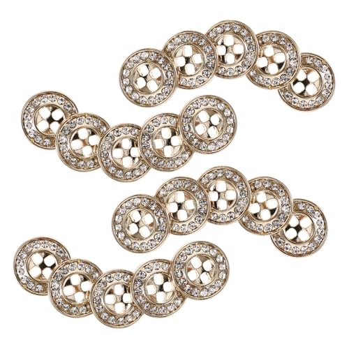 Angoily 20 Stück metallische Hemdjacke Verzierungsknöpfe Dame Form Anzugknöpfe Nähen Tasten Perlmuttknopf glitzernde Knöpfe Ashion-Strassknopf Strass-Knöpfe Strass-Knopf Legierung Golden von Angoily