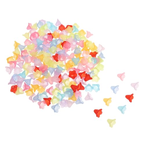 Angoily 200 Stück Bunte Acryl Blüten Perlenkappen Blüten Spacer Perlen Frosted Schmuckzubehör für DIY Armband Halskette Basteln von Angoily