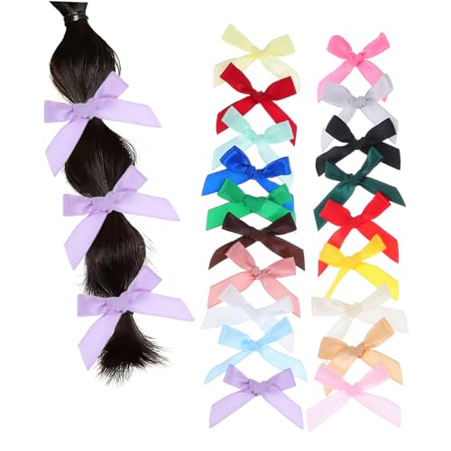 Angoily 200 Stück Bunte Satinband Schleifen Handgefertigte Kleine Schleifen für DIY Basteln Geschenkverpackung Hochzeitsdeko und Haaraccessoires Vielseitige Textilverzierung von Angoily
