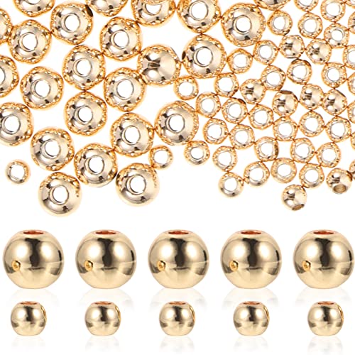 Angoily 200 Stück DIY Schmuckset mit Metallabstandsperlen Glatte Kupferperlen für Armbänder und für Kreative Bastelprojekte Gold Vielseitig Einsetzbar von Angoily