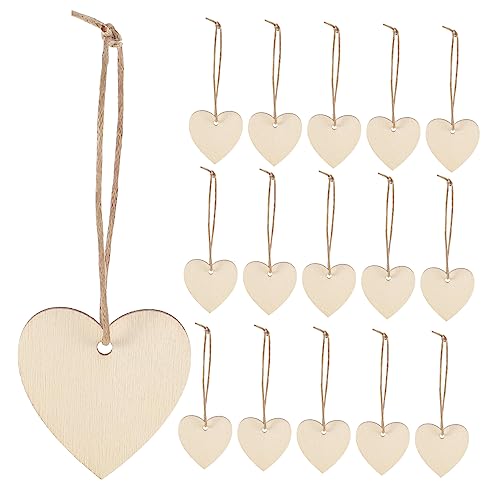 Angoily 200 Stück Holzherzen Anhänger Unbehandelte Holzscheiben für DIY Basteln Natürliche Holzverzierungen für Hochzeiten Valentinstag und Feiertagsdekoration von Angoily