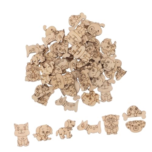 Angoily 200 Stück Holztiere zum Bemalen Robuste DIY Holzfiguren Katzen und Hunde Glatte Kanten Sichere Bastelornamente für Zuhause Klassenzimmer und Partydekorationen von Angoily