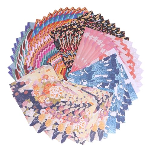 Angoily 200 Stück Origami Faltpapier Doppelseitiges Farbenfrohes Bastelmaterial für Diy Projekte für Bastelarbeiten pro Packung Zufällige Muster von Angoily