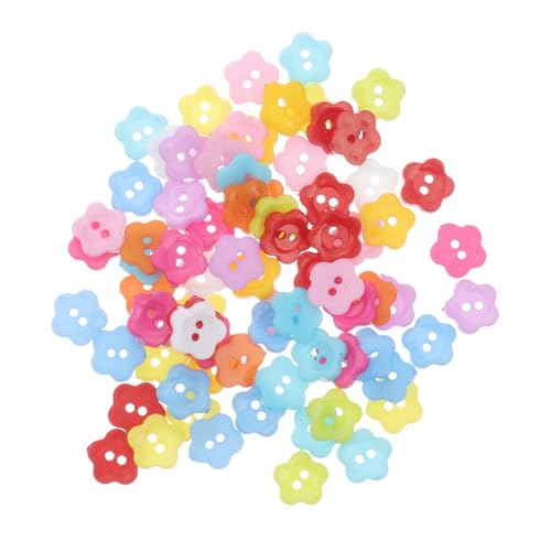 Angoily 200 Stück Pflaumenknopf Bastelknöpfe Jean Button getufteter Knopf sortierte Knöpfe Stoffknöpfe Blumendesign-Knöpfe Annähknöpfe aus Kunststoff Plastik Colorful von Angoily