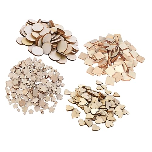 Angoily 200 Stück Unbehandelte Holzscheiben Diy Holzdeko Runde Herzform und Rechteckige Holzplättchen für Bastelprojekte Glatte Oberflächen zum Bemalen und Gestalten Dicke von Angoily