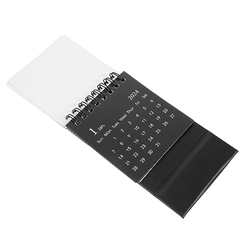 Angoily 2024 Dekoration Kleiner Schwarzer Schreibtisch Erwachsene Staffelei-tischkalender Dekorativer Monatskalender Tageskalender Mini-tischkalender Täglich Schreibtischdekor Papier Black von Angoily