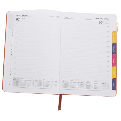 Angoily 2025 Agenda-Buch Kalender-Notizbuch Tagesplaner-Notizbuch wöchentlicher Monatsplaner Stundenplaner-Notizblock Tagesplaner undatiert Wöchentlicher Notizblock Papier Orange von Angoily