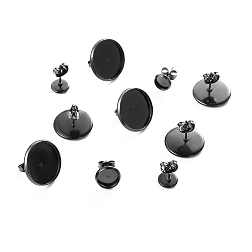 Angoily 20Stücke DIY Ohrringbasis Schwarze Runde Ohrstecker mit Korkunterlage Zubehör für Schmuckherstellung Ohrstopfen für Frauen von Angoily