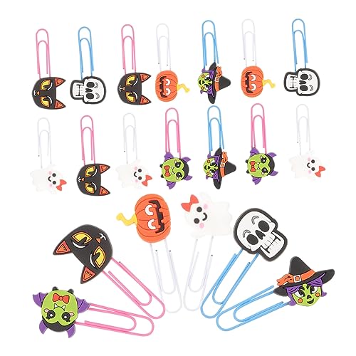 Angoily 20Stücke Halloween Lesezeichen Büroklammern mit Halloween Motiven Wie Fledermäusen Totenköpfen und Geistern für Partys und von Angoily