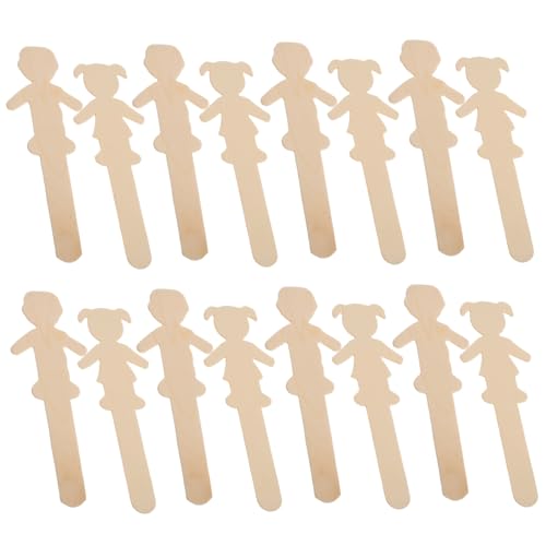 Angoily 20Stücke Holz Eisstiele mit Jungen und Mädchenfiguren Unbemalt für Kreative DIY Projekte Bastelbedarf für Malen und Dekorieren Vielseitige Bastelideen von Angoily