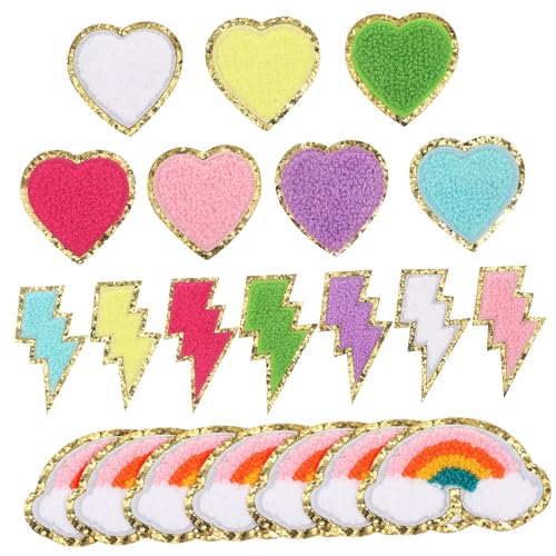 Angoily 21 Stk. Bügeln auf Flecken für Kleidung Flicken für Kleidung Kleidungs-Patches dekorativ bestickt Pflaster aufkleben Gestickte Aufnäher für Bekleidungsstücke Handtuchstickerei von Angoily