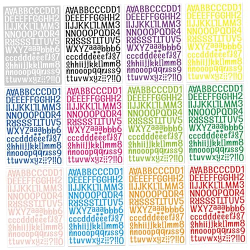 Angoily 24 Blatt Selbstklebende Buchstaben und Zahlenaufkleber Bunte DIY Sticker für Scrapbooking Grußkarten Handwerk Vielseitig Einsetzbar Einfache Anwendung ohne Kleber von Angoily