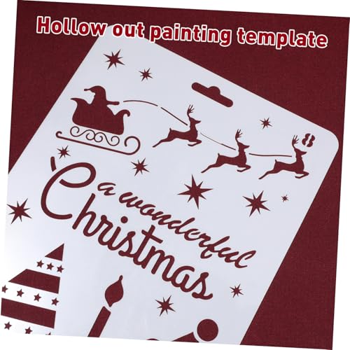 Angoily 24 Stck. Malvorlage Weihnachtsschablonen zum Basteln Tagebuch Weihnachten quadratische Schablone Sammelalbum Wände Schablonen ziehen weihnachtsmalerei vorlage Zeichenvorlagen Weiß von Angoily