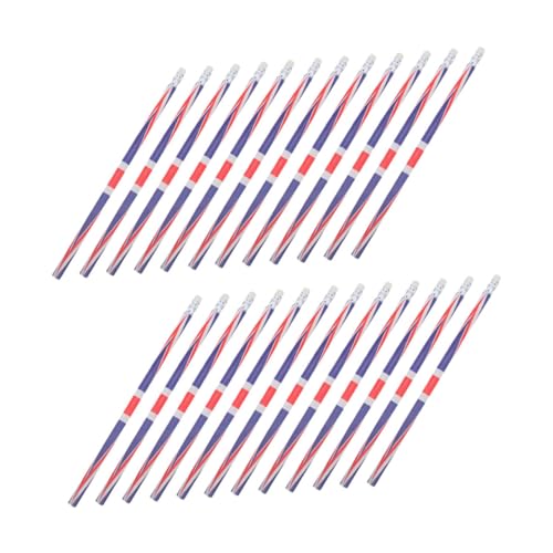 Angoily 24 Stück Buntstifte mit Radiergummi im Union Jack Design Lange Holzstifte Einfach zu Schul und Büromaterialien für Kreative von Angoily