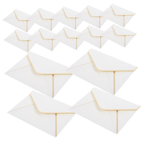 Angoily 24 Stück Goldrand Umschläge Elegante Briefumschläge für Einladungen Hochzeits und Festtagsaccessoires Selbstklebende Aluminiumfolie für Dankeskarten und Grußkarten von Angoily