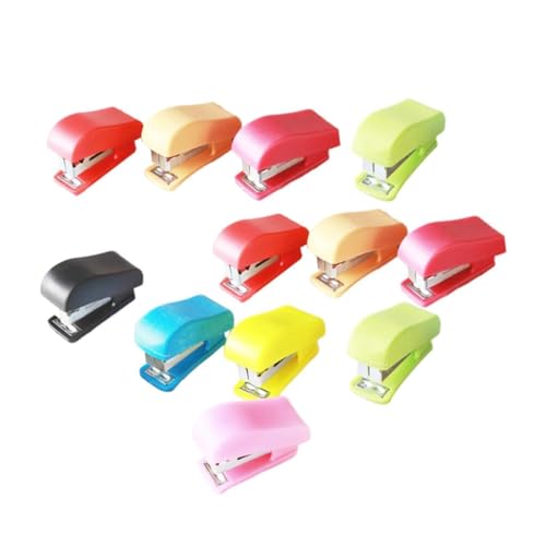 Angoily 24 Stück Mini-Hefter Heftklammern kleiner Schreibtisch Bürodesk -Zubehör zufällig Bürobedarf Bürowefter geformt Beige winzig Rosa Desktop-Hefter Mini Hefter Zufällige Farbe von Angoily