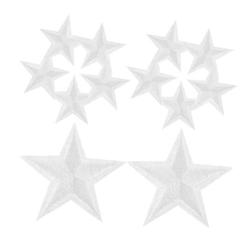 Angoily 24 Stück Pentagramm-patch Stickflicken Aufbügeln Bügellätigkeitsdekoration Sterne Bügelbild Gestickte Flicken Zum Aufbügeln Sterne-kleidungsflecken Sternfleckeisen Polyester Weiß von Angoily