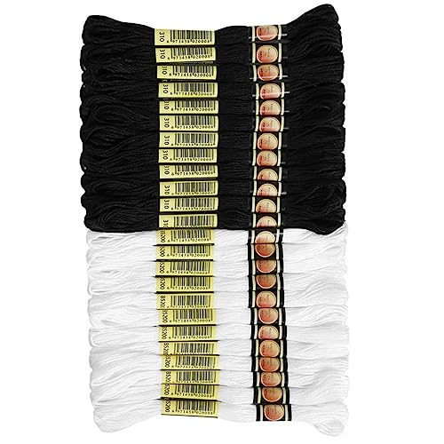 Angoily 24 Stück Stickgarn embroidery thread sewing accessories kreuzen Nähgarn Nähen Stickerei Stich Weiß Stickfaden schneidbarer Nähfaden Nähzubehör handgefertigtes Nähset Polyester von Angoily