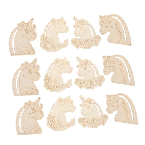 Angoily 24 Stück Teiliges DIY Holzornamente Einhorn zum Bemalen Unbehandelte Holzfiguren für Bastelprojekte Vielseitige Holzanhänger für Individuelle Dekoration und Kreative Handarbeiten von Angoily