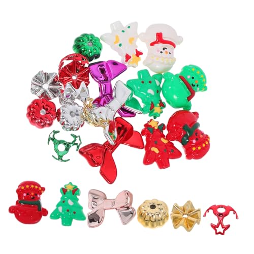 Angoily 24 Stück Teiliges Handbemalter Weihnachts Perlen mit Bunte Spacer Perlen Rot Grün für Diy Schlüsselanhänger Armbänder Ohrringe Perlenkappen und Weihnachtlichen Motiven von Angoily