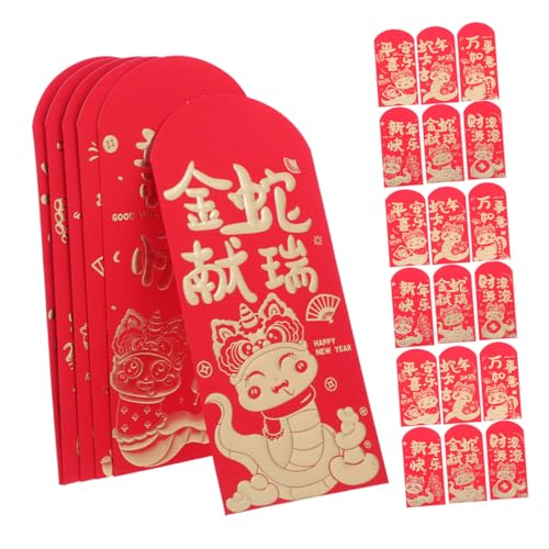 Angoily 24 Stück Teiliges Rote Umschläge für Jahr Schlange Chinesische Neujahrsgeschenke Glücksumschläge für Hochzeiten Geburtstage und Geldtaschen mit Eleganten Designs von Angoily