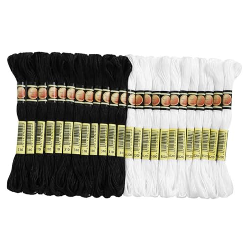 Angoily 24 Teiliges Stickgarn Nähgarn Zubehör Kreuz Weiß DIY Nähgarn Zum Nähen Schwarze Bunt Praktisches Nähset Nähset Für Den Täglichen Gebrauch Polyester von Angoily