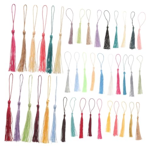 Angoily 240 Stück Teiliges Mini Quasten für Schmuck Lesezeichenherstellung Handgemachte Weiche Stoffanhänger mit Literarischem Vintage-Design für DIY Fans Schmuck und von Angoily