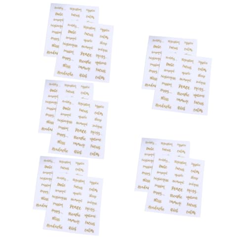 Angoily 25 Blatt Selbstklebende Etiketten mit Goldenen Buchstaben für Ätherische Ölflaschen Kreative Aufkleber zur Flaschenkennzeichnung und Organisation von Angoily