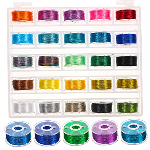 Angoily 25 Rollen Stickgarn Sticktwist Stränge Nähgarn DIY Spulenfäden Basteln Stoff Kreuzdekoration Stickzubehör Nähset Polyester von Angoily