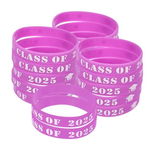 Angoily 25 Stück 2025 Graduierungsarmband Bulk-Armbänder Schule Rosa Armbänder für Abschlussarmband Abschlussfeier-Armband Schularmbänder Armband für den Abschluss Kieselgel Violett von Angoily