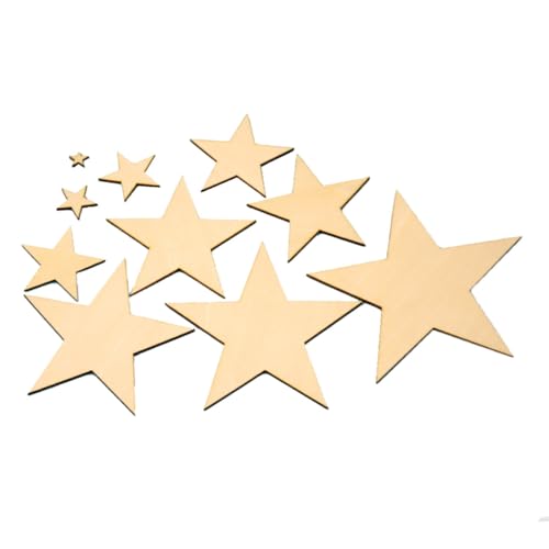 Angoily 25 Stück Teiliges Holzsterne für DIY Bastelarbeiten Natürliche Holzfarbe Vielseitig zum Bemalen Verzieren und Scrapbooking Geeignet von Angoily