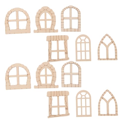Angoily 25 Stück Teiliges Mini Holz Fenster Tür Set Unvollendet DIY Bastelset für Garten Feenhaus Dekoration Kleine Gartenaccessoires für Kreative Außendeko von Angoily