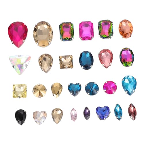 Angoily 25 Stück Teiliges Strasssteine mit Gold und Silberkrallen zum Aufnähen Vielseitige DIY Schmuck und Bekleidungsaccessoires für Kleidung Taschen Schuhe Hüte Gürtel Langlebig und von Angoily
