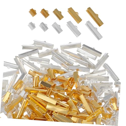 Angoily 250 Stück Teiliges Metallbandklemmen für Schmuckherstellung Robuste Eisenklammern Vielseitige Endkappen für Bänder und Schnüre Halsketten-verschlüsse für Diy-armbänder und von Angoily
