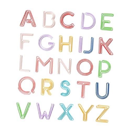 Angoily 26 Stück Buntes Alphabet -Lesezeichen Büroklammern Lesezeichen aus Metall mit Büroklammer Planer-Lesezeichen Klammern für Papier Papierklammern Papierclip Plastik von Angoily