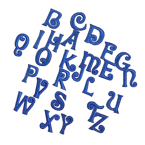 Angoily 26 Stück Stoffaufnäher Mit Buchstabenstickerei Aufnäher Mit Buchstaben Aufnähen Klebeflicken Buchstaben Flicken Nähen Patch Flicken Für Kleidung Alphabet Buchstabenflecken Blue von Angoily