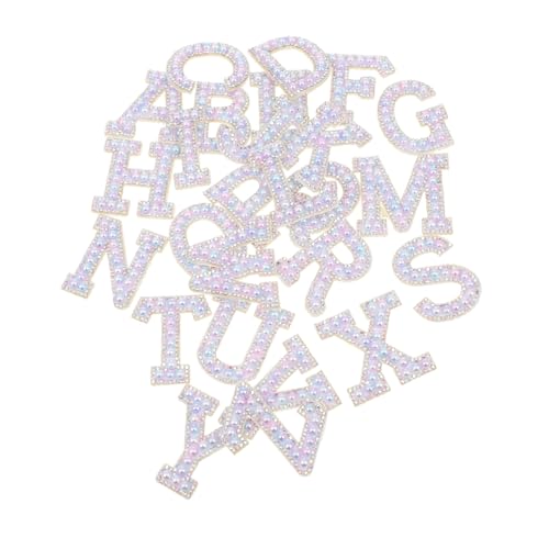 Angoily 26 Stück Teiliges Alphabet Bügelbilder mit Farbigen Strasssteinen Bestickte Jeans Patches zum Aufbügeln für Kleidung Taschen Hüte und DIY Textildekoration von Angoily