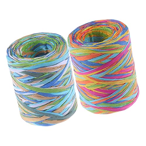 Angoily 2Rollen Bunte Raffiabänder für Geschenkverpackung Strapazierfähiges Flexibles Bastelmaterial für DIY Projekte für Weihnachten und Feste Angoily 2Rollen Bunte Raffiabänder für Geschenkverpackung Strapazierfähiges Flexibles Bastelmaterial für DIY Projekte für Weihnachten und Feste von Angoily