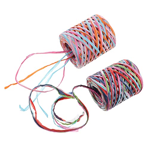 Angoily 2Rollen Raffia Geschenkbänder Papierschnurseile für Verpackungen DIY Projekte Basteln und Dekoration für Festlichkeiten und von Angoily