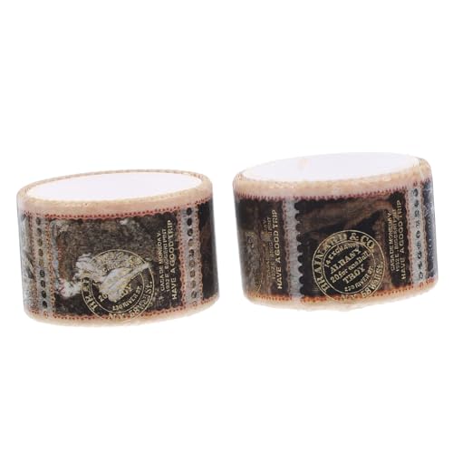 Angoily 2Rollen Vintage Stempel Washi Tapes Selbstklebende Scrapbooking Bänder für DIY Projekte Zufallsmuster für Kalender Tagebuch und Postkarten von Angoily