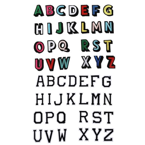 Angoily 2Sätze Alphabet Applique Aufnäher für DIY Kleidung Bügelbild Nähzubehör Langlebig und Hautfreundlich Einfach zu Verwenden von Angoily