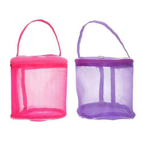 Angoily 2Stücke Häkelfaden Aufbewahrungstaschen Wollgarn Container für Strickzeug für Reisen und Zuhause mit Sichtfenster und Stricknadeln von Angoily