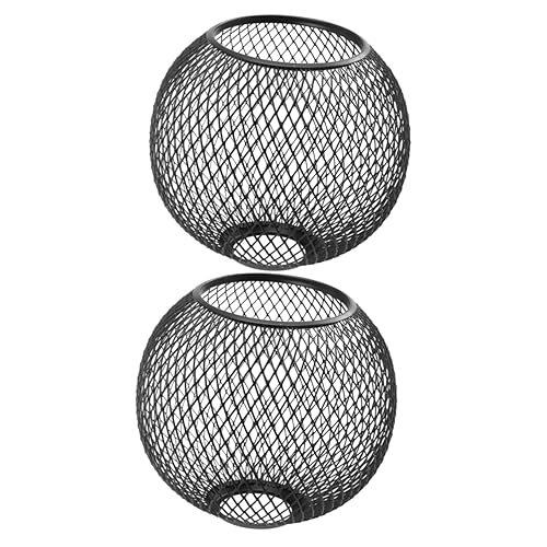 Angoily 2 Stücke Schwarz Metall Decke Lampe Abdeckung Eisen Sphärische Lampenschirm Hause Dekorative Licht Abdeckung Aushöhlen Design von Angoily