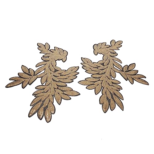 Angoily 3 Paare Goldene Pailletten Aufnäher Dekorative Stickerei Patches für Diy Kleidung Taschen Jeans und Accessoires Kostümzubehör und Reparaturflicken von Angoily
