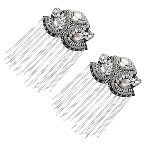 Angoily 3 Paare Silberne Retro Punk Schulterquasten Epauletten Vintage Metall Schulterabzeichen mit Fransen Kostümdekoration für Anzüge Einfach Anzubringendes für Damen und Herren von Angoily