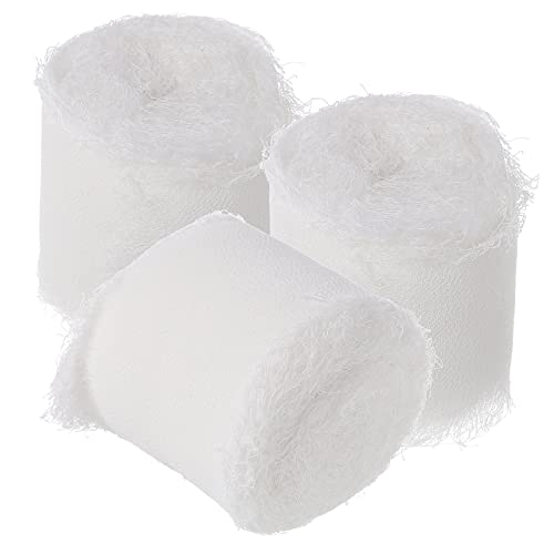 Angoily 3 Rollen Ausgefranstes Chiffonband Weiß Seidiges Schleifenband für Geschenkverpackung Brautsträuße Hochzeitsdekoration und Diy Bastelprojekte von Angoily