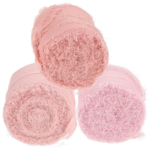 Angoily 3 Rollen Blumenstraußband Chiffon Rosa für Hochzeitsdekoration Diy Bänder für Bastelarbeiten und Kreative Projekte von Angoily